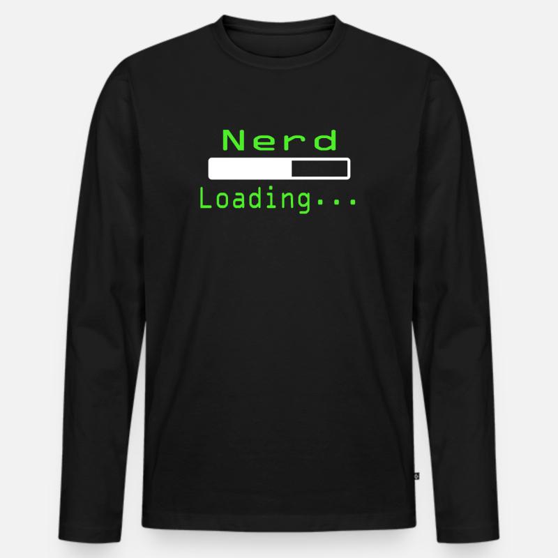 Nerdy Nerd T-Shirt - Männer Premium Bio Langarmshirt - Schwarz