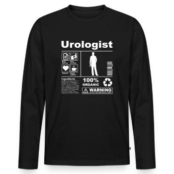Description du produit Urologue - T-shirt manches longues Premium bio Homme - noir - Devant - Nico (187cm)