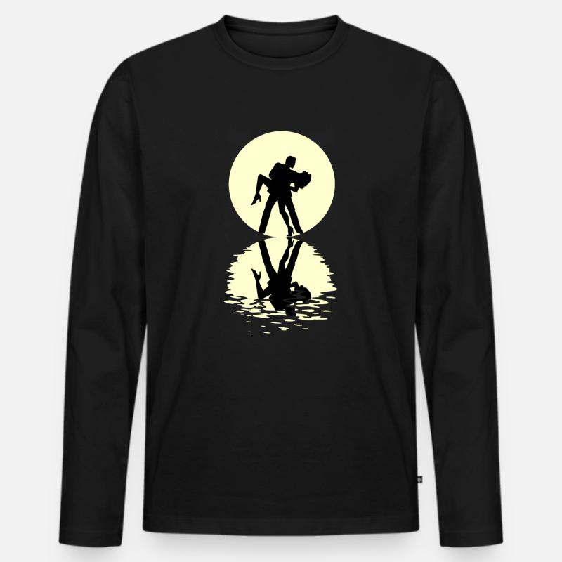 Tango Moon - Männer Premium Bio Langarmshirt - Schwarz
