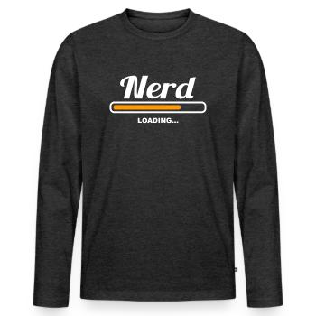 Nerd Loading - Men's Premium Organic Long Sleeve Shirt - heather anthracite - Front - Nico (187cm)