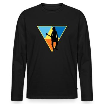 Distressed Musician - Men's Premium Organic Long Sleeve Shirt - black - Front - Nico (187cm)