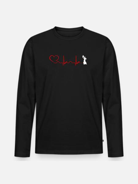 Flamenco Heartbeat And Heart - T-shirt manches longues Premium bio Homme - noir
