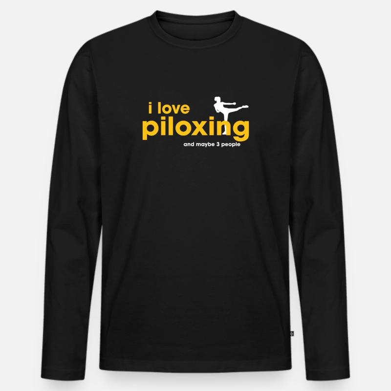 I Love Piloxing - Männer Premium Bio Langarmshirt - Schwarz