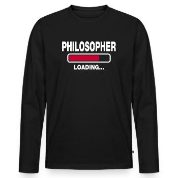 Philosophe - T-shirt manches longues Premium bio Homme - noir - Devant - Nico (187cm)