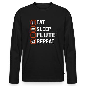 Funny Flute Holiday Present - Männer Premium Bio Langarmshirt - Schwarz - Vorne - Nico (187cm)