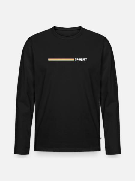 Croquet Retro Striped - Männer Premium Bio Langarmshirt - Schwarz