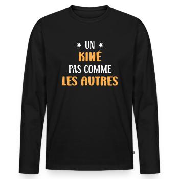 Un kiné pas comme les autres - T-shirt manches longues Premium bio Homme - noir - Devant - Nico (187cm)