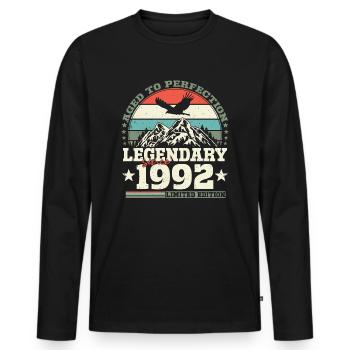 Legendär 1992 Jahrgang geboren Geburtstag Geschenk - Männer Premium Bio Langarmshirt - Schwarz - Vorne - Nico (187cm)
