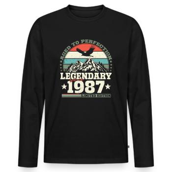 Legendary 1987 Vintage born Birthday Gift - Men's Premium Organic Long Sleeve Shirt - black - Front - Nico (187cm)