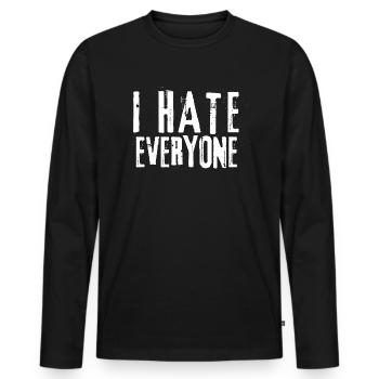 Ich hasse jeden - Männer Premium Bio Langarmshirt - Schwarz - Vorne - Nico (187cm)