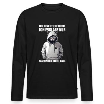 Ich diskutiere nicht, ich erkläre nur warum ich... - Männer Premium Bio Langarmshirt - Schwarz - Vorne - Nico (187cm)