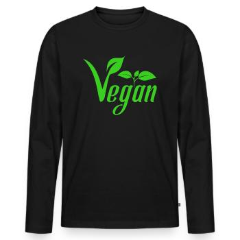 Vegan with the Leaves for Vegan Veggie - Men's Premium Organic Long Sleeve Shirt - black - Front - Nico (187cm)