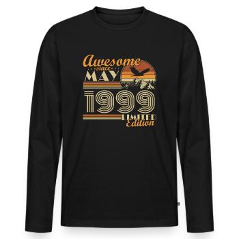 Mai 1999 Vintage né idée cadeau d’anniversaire - T-shirt manches longues Premium bio Homme - noir - Devant - Nico (187cm)