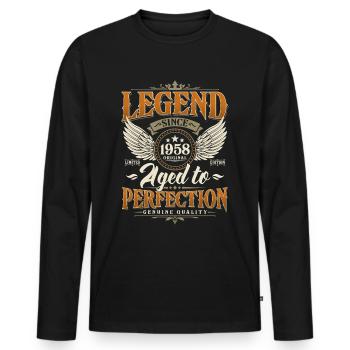 Legend Since 1958 Vintage Vintage Birthday - Men's Premium Organic Long Sleeve Shirt - black - Front - Nico (187cm)