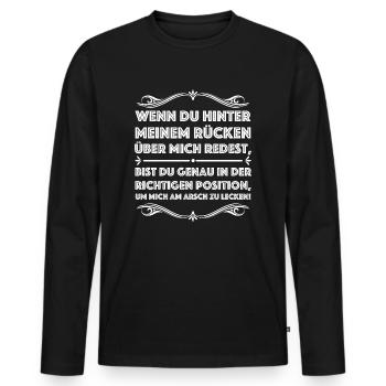 Leck mich | lustige Sprüche, Provokation - Männer Premium Bio Langarmshirt - Schwarz - Vorne - Nico (187cm)