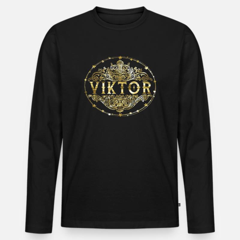 Viktor - Männer Premium Bio Langarmshirt - Schwarz