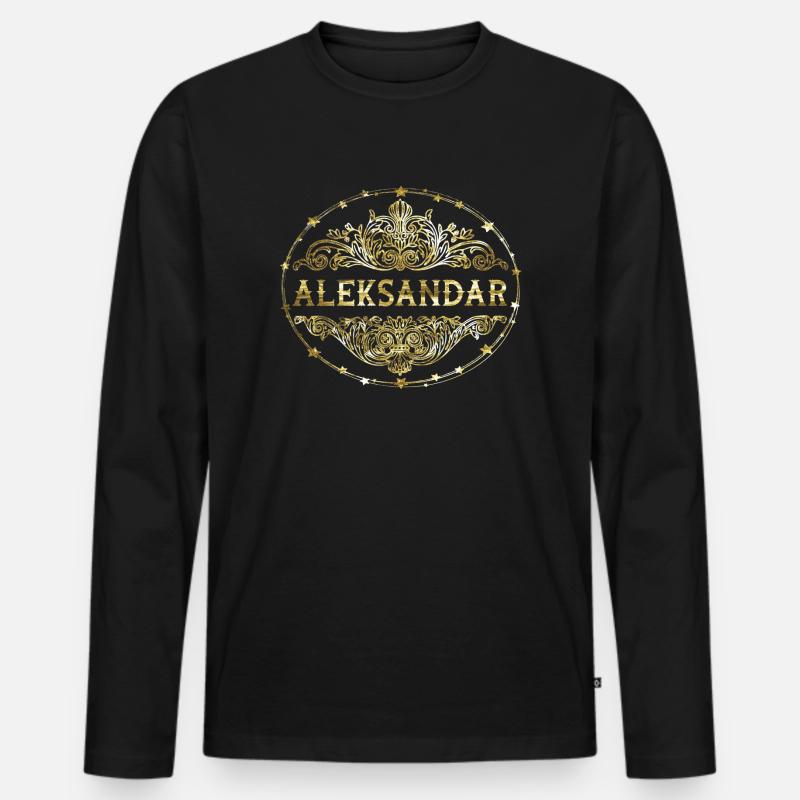 Aleksandar - Männer Premium Bio Langarmshirt - Schwarz