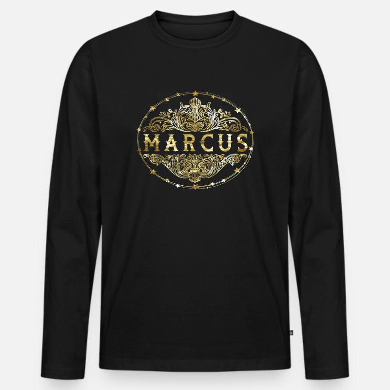 Marcus - Männer Premium Bio Langarmshirt - Schwarz