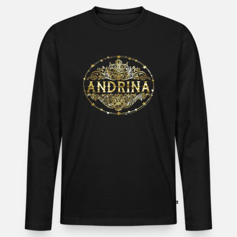 Andrina - Männer Premium Bio Langarmshirt - Schwarz