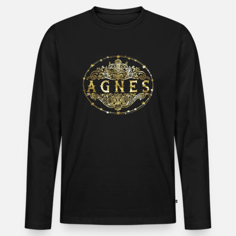 Agnes - Männer Premium Bio Langarmshirt - Schwarz