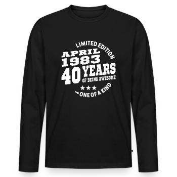 40 years old - Awesome since April 1983 - Men's Premium Organic Long Sleeve Shirt - black - Front - Nico (187cm)