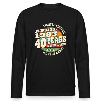 Born in April 1983 - 40 years old - Men's Premium Organic Long Sleeve Shirt - black - Front - Nico (187cm)