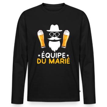 Marié Fête EVG Enterrement De Vie De Garçon Groupe - T-shirt manches longues Premium bio Homme - noir - Devant - Nico (187cm)