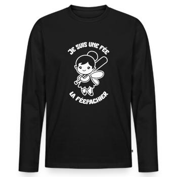I'm a Fairy the Fairy Pachier Fairy - Girly Humor - Men's Premium Organic Long Sleeve Shirt - black - Front - Nico (187cm)