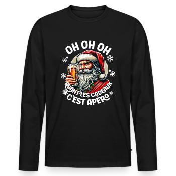 Vor den Geschenken heißt es Aperitif Weihnachtsmann Weihnachtsmann - Männer Premium Bio Langarmshirt - Schwarz - Vorne - Nico (187cm)