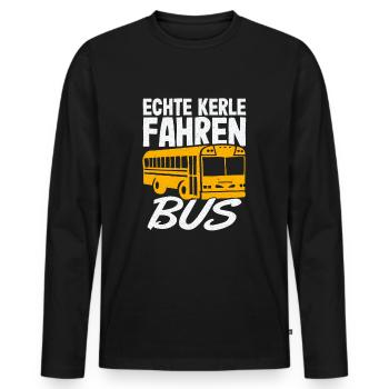 Busfahrer Bus Busfahrerin Schulbus Linienbus - Männer Premium Bio Langarmshirt - Schwarz - Vorne - Nico (187cm)