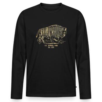 Yellowstone US-Nationalpark EST. 1872 BisonYellows - Männer Premium Bio Langarmshirt - Schwarz - Vorne - Nico (187cm)