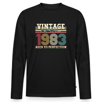 Vintage April 1983 40th birthday men 40 years - Men's Premium Organic Long Sleeve Shirt - black - Front - Nico (187cm)