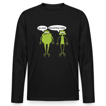 Lustige Frösche | Quark, Magerquark, Cartoon - Männer Premium Bio Langarmshirt - Schwarz - Vorne - Nico (187cm)