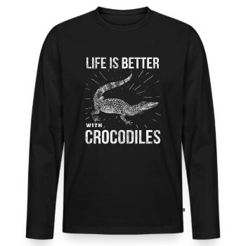 crocodile - T-shirt manches longues Premium bio Homme - noir - Devant - Nico (187cm)