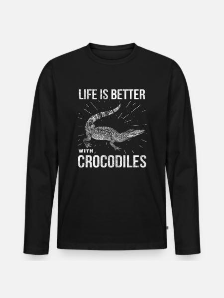 crocodile - Men's Premium Organic Long Sleeve Shirt - black