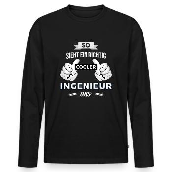 Ingenieur Ingenieurwesen Elektrotechniker Spruch - Männer Premium Bio Langarmshirt - Schwarz - Vorne - Nico (187cm)