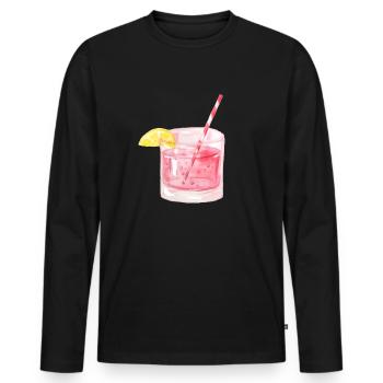 Gin Getränk Limonade Strohhalm - Männer Premium Bio Langarmshirt - Schwarz - Vorne - Nico (187cm)