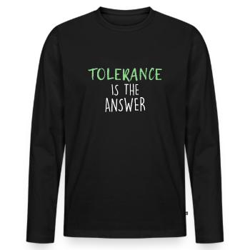 plus de tolérance! - T-shirt manches longues Premium bio Homme - noir - Devant - Nico (187cm)