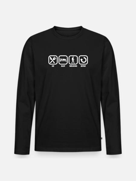 Eat Sleep Walking Repeat - Men's Premium Organic Long Sleeve Shirt - black