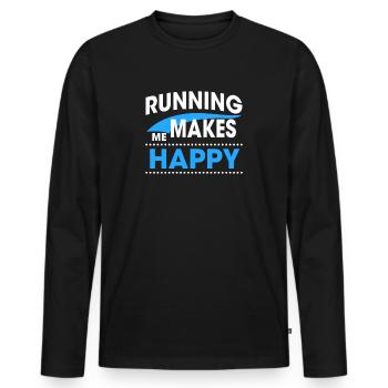 RUNNING - T-shirt manches longues Premium bio Homme - noir - Devant - Nico (187cm)