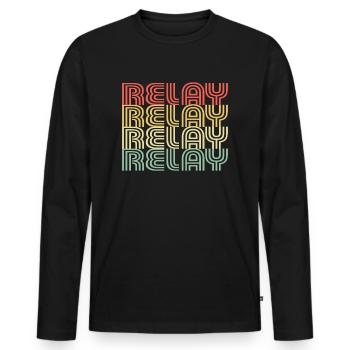 Relay Vintage Design - T-shirt manches longues Premium bio Homme - noir - Devant - Nico (187cm)