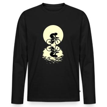 Chemise de lune cycling - T-shirt manches longues Premium bio Homme - noir - Devant - Nico (187cm)