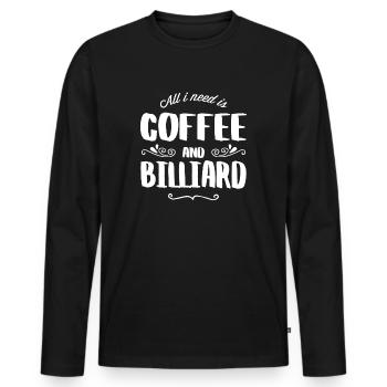 Billard et café - T-shirt manches longues Premium bio Homme - noir - Devant - Nico (187cm)