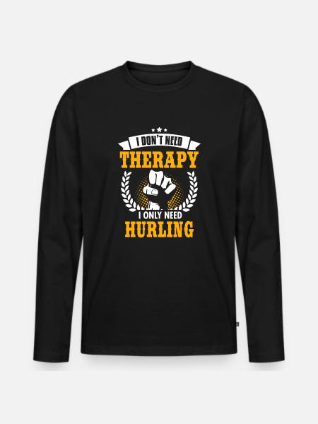 Hurling - Männer Premium Bio Langarmshirt - Schwarz