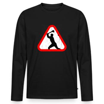 Unique Hurling Tee Shirt - Männer Premium Bio Langarmshirt - Schwarz - Vorne - Nico (187cm)