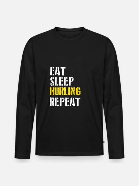 Eat. Sleep. Hurling. Repeat. - Men's Premium Organic Long Sleeve Shirt - black