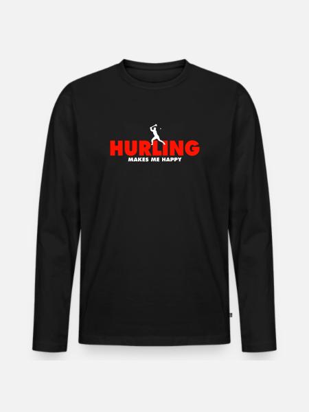 Hurling Tee - Männer Premium Bio Langarmshirt - Schwarz