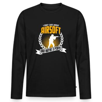 I Only Care About Airsoft - Männer Premium Bio Langarmshirt - Schwarz - Vorne - Nico (187cm)