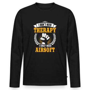 Airsoft - Männer Premium Bio Langarmshirt - Schwarz - Vorne - Nico (187cm)