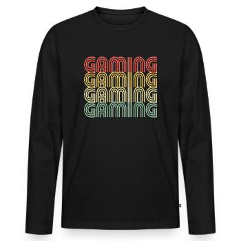 Design rétro de jeu - T-shirt manches longues Premium bio Homme - noir - Devant - Nico (187cm)